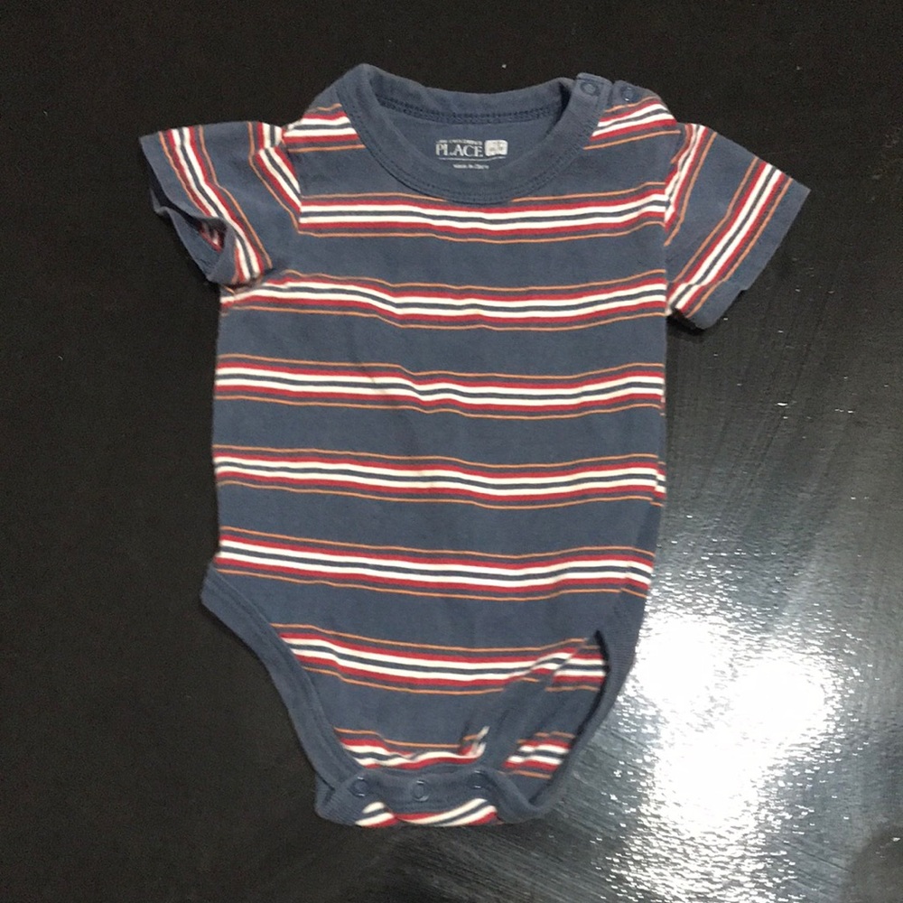 The Children's Place Navy, Red & White Striped Baby Bodysuit